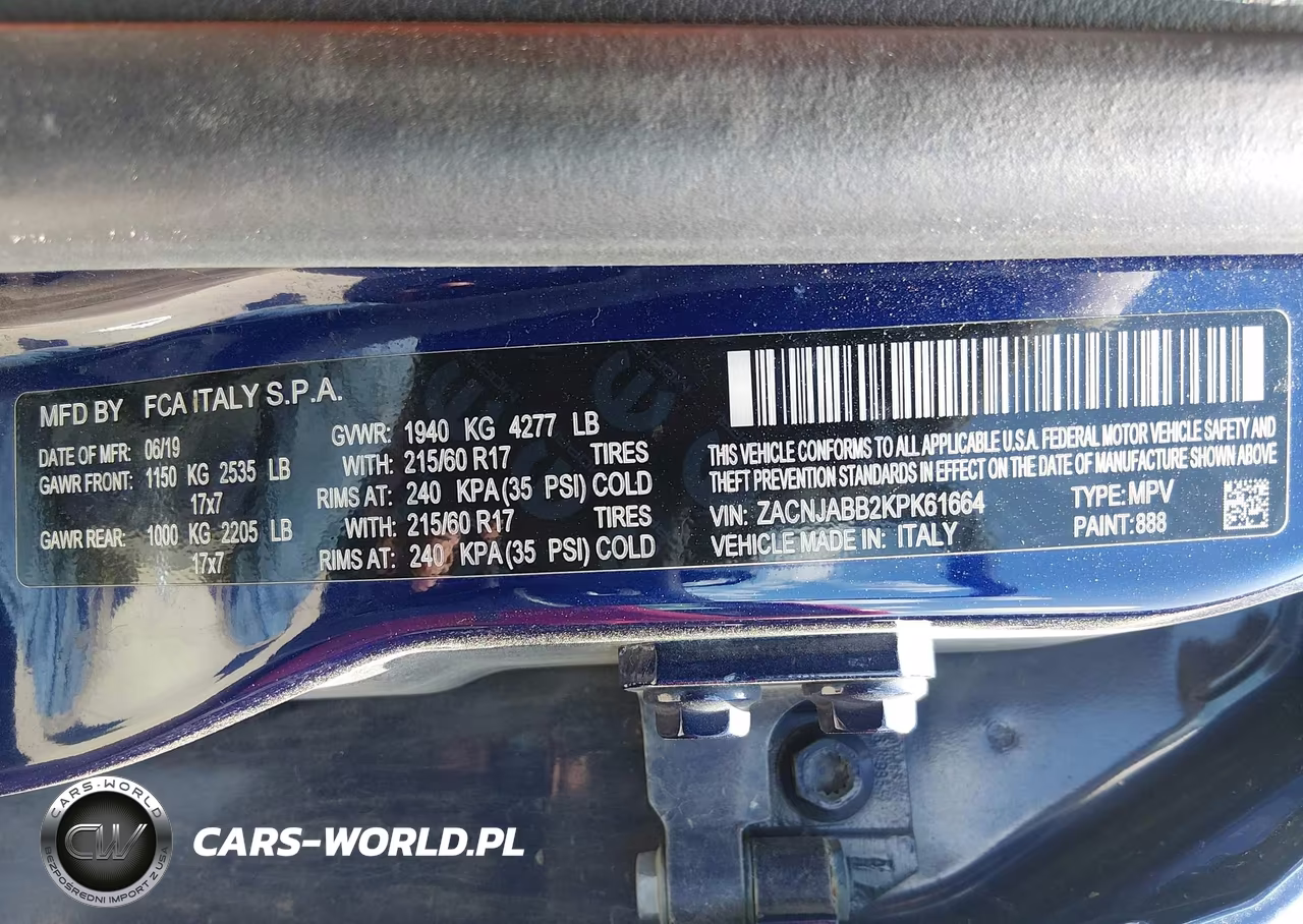 2019 Jeep Renegade Altitude Fwd VIN:ZACNJABB2KPK61664 - 9