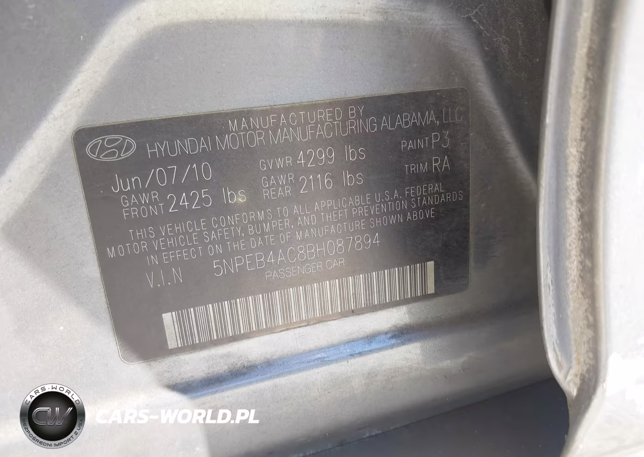 2011 Hyundai Sonata Gls VIN:5NPEB4AC8BH087894 - 9