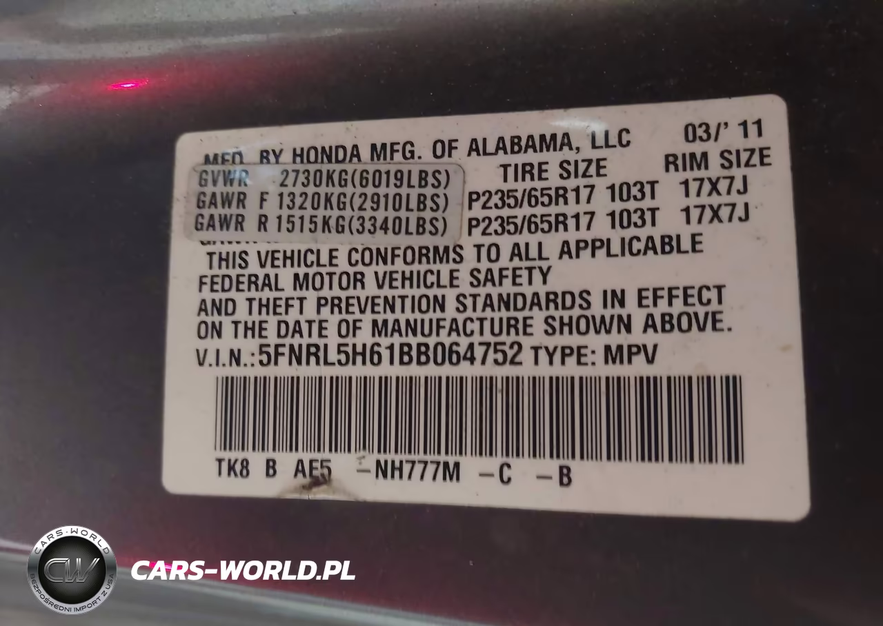 2011 Honda Odyssey Ex-L VIN:5FNRL5H61BB064752 - 9