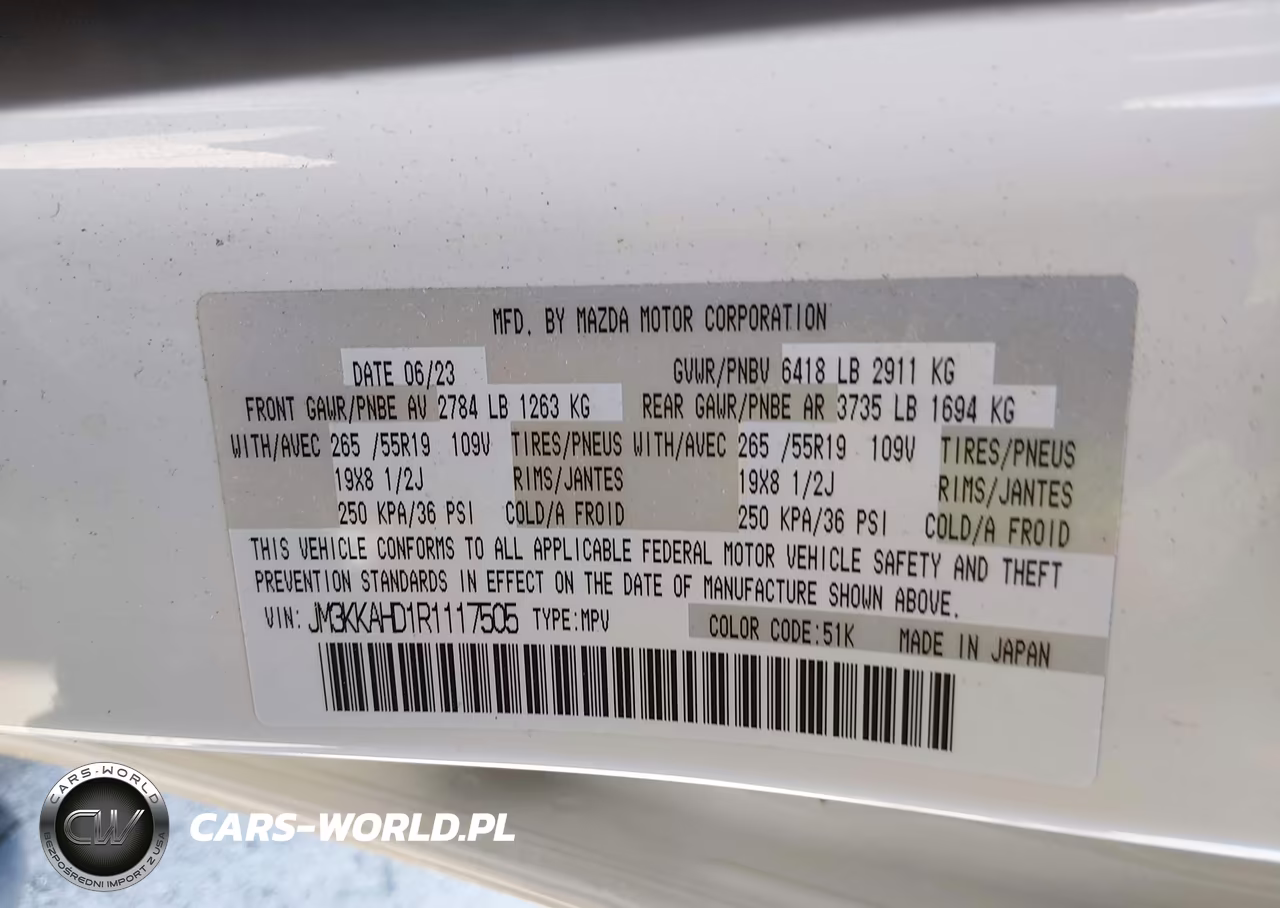 2024 Mazda Cx-90 3.3 Turbo Select VIN:JM3KKAHD1R1117505 - 9