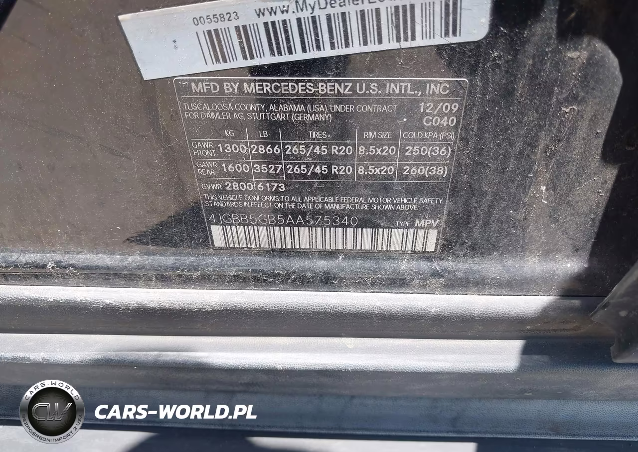 2010 Mercedes-Benz Ml 350 VIN:4JGBB5GB5AA575340 - 9