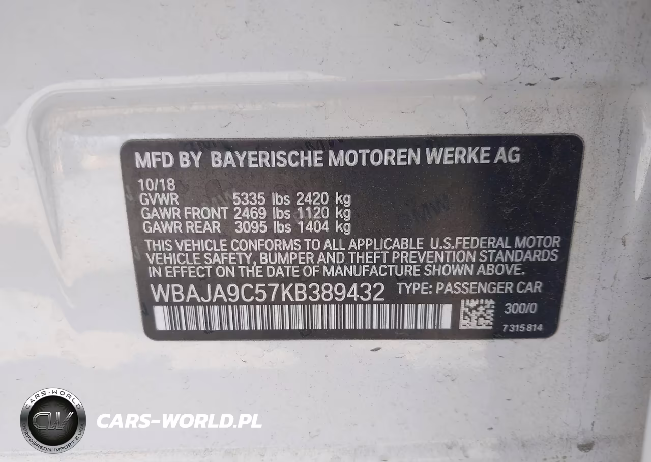 2019 BMW 530E Iperformance VIN:WBAJA9C57KB389432 - 9