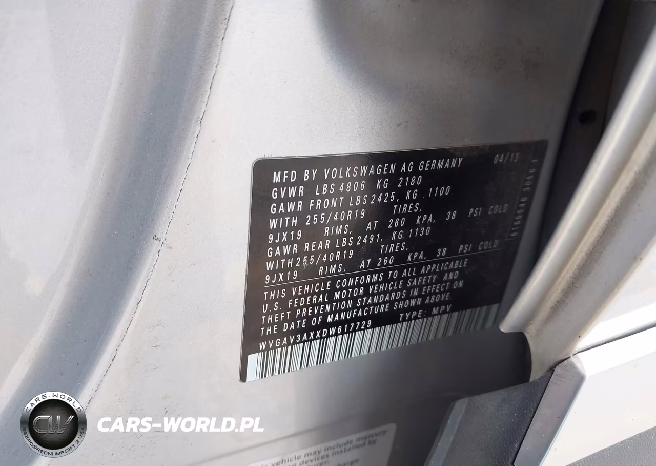 2013 Volkswagen Tiguan Sel VIN:WVGAV3AXXDW617729 - 9