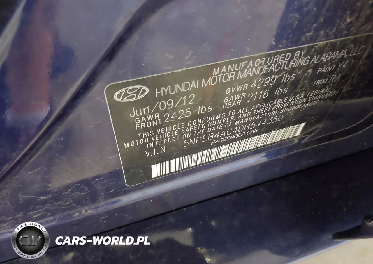 2013 Hyundai Sonata Gls VIN:5NPEB4AC4DH544350 - 9
