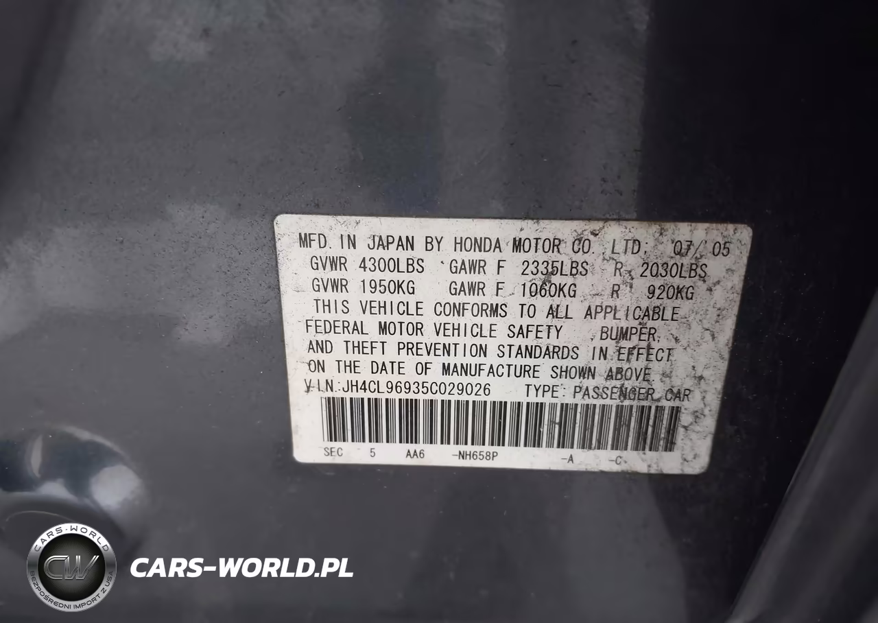 2005 Acura Tsx Base W-Navigation (A5) VIN:JH4CL96935C029026 - 9