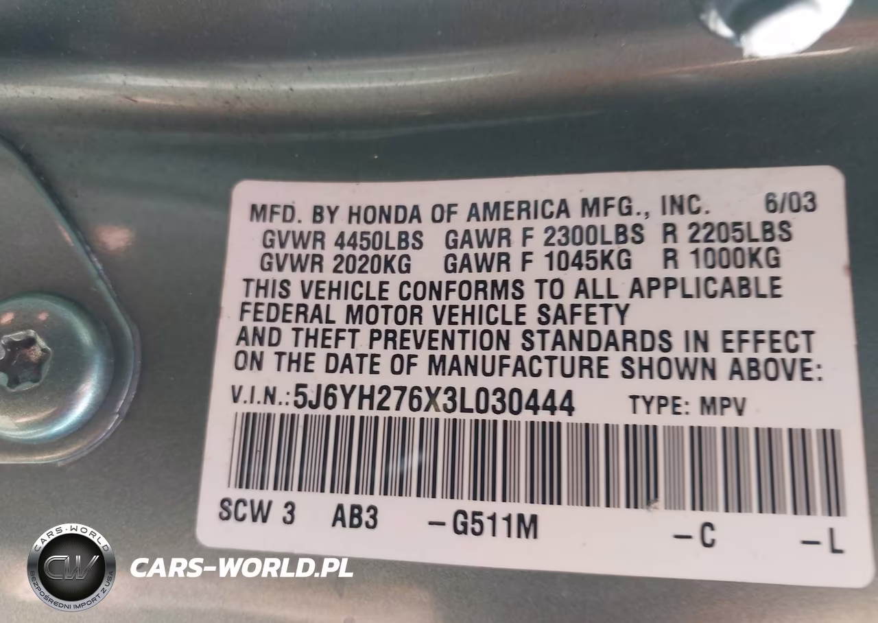 2003 Honda Element Ex VIN:5J6YH276X3L030444 - 9