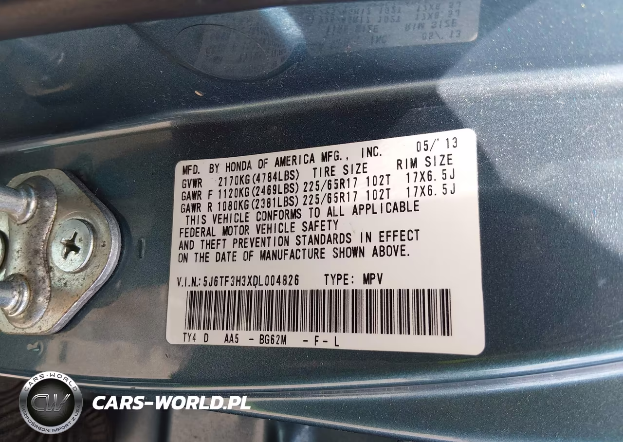 2013 Honda Crosstour Ex VIN:5J6TF3H3XDL004826 - 9
