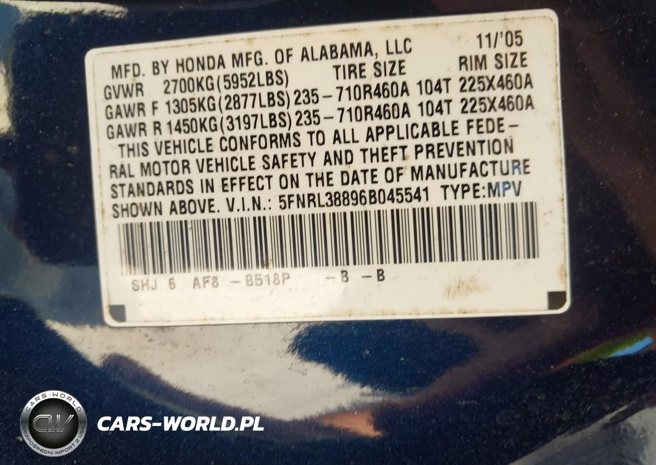 2006 Honda Odyssey Touring VIN:5FNRL38896B045541 - 9