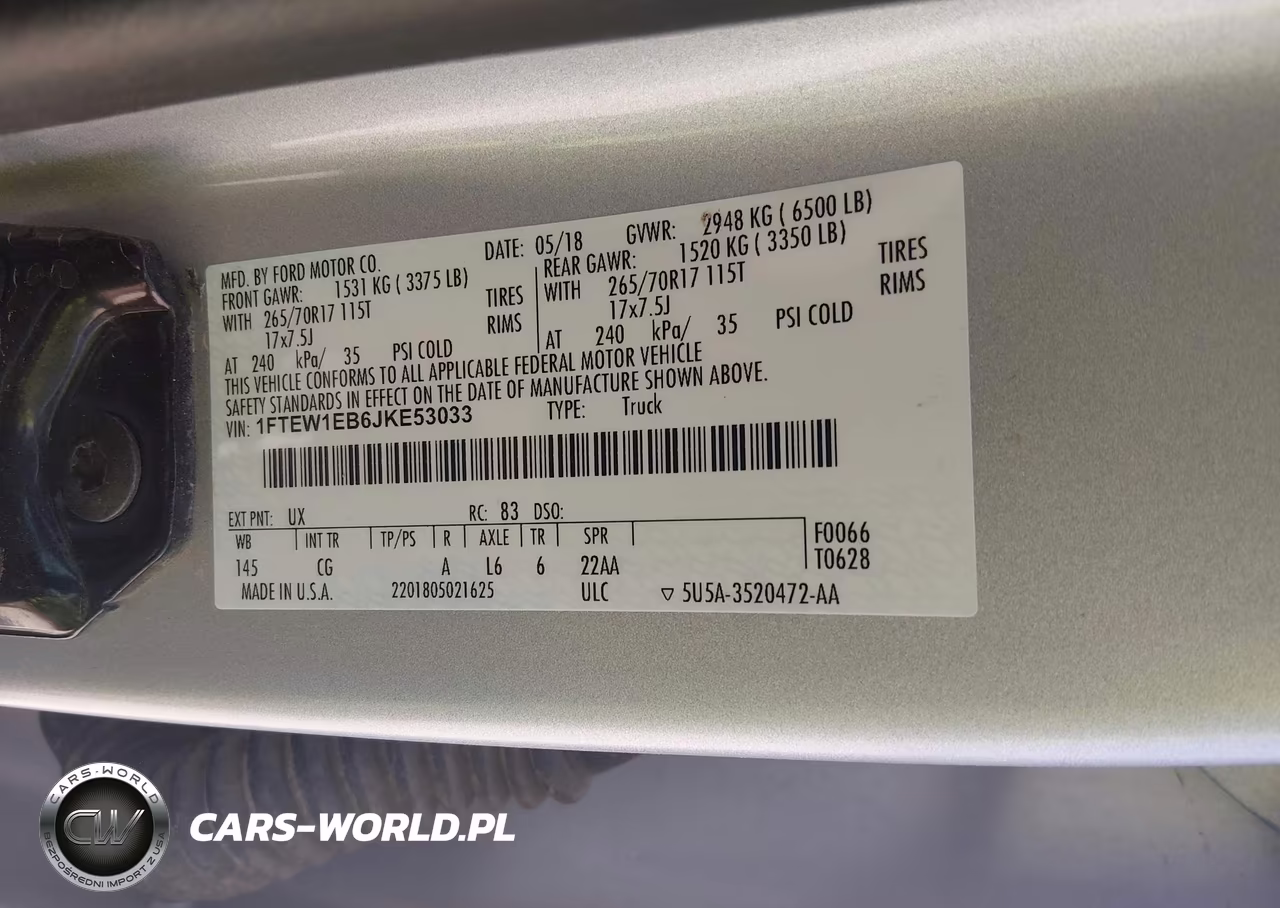2018 Ford F-150 Xl VIN:1FTEW1EB6JKE53033 - 9