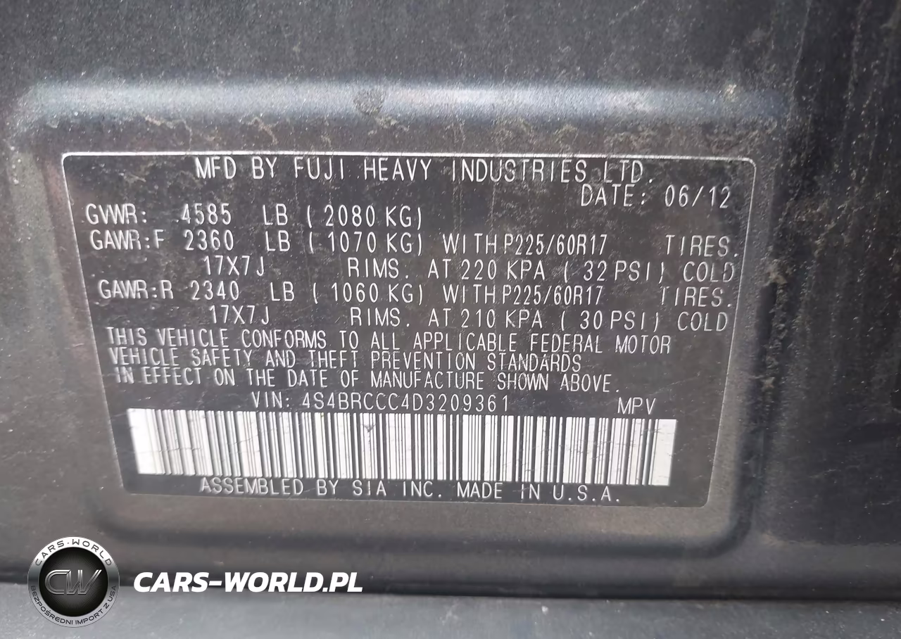 2013 Subaru Outback 2.5I Premium VIN:4S4BRCCC4D3209361 - 9