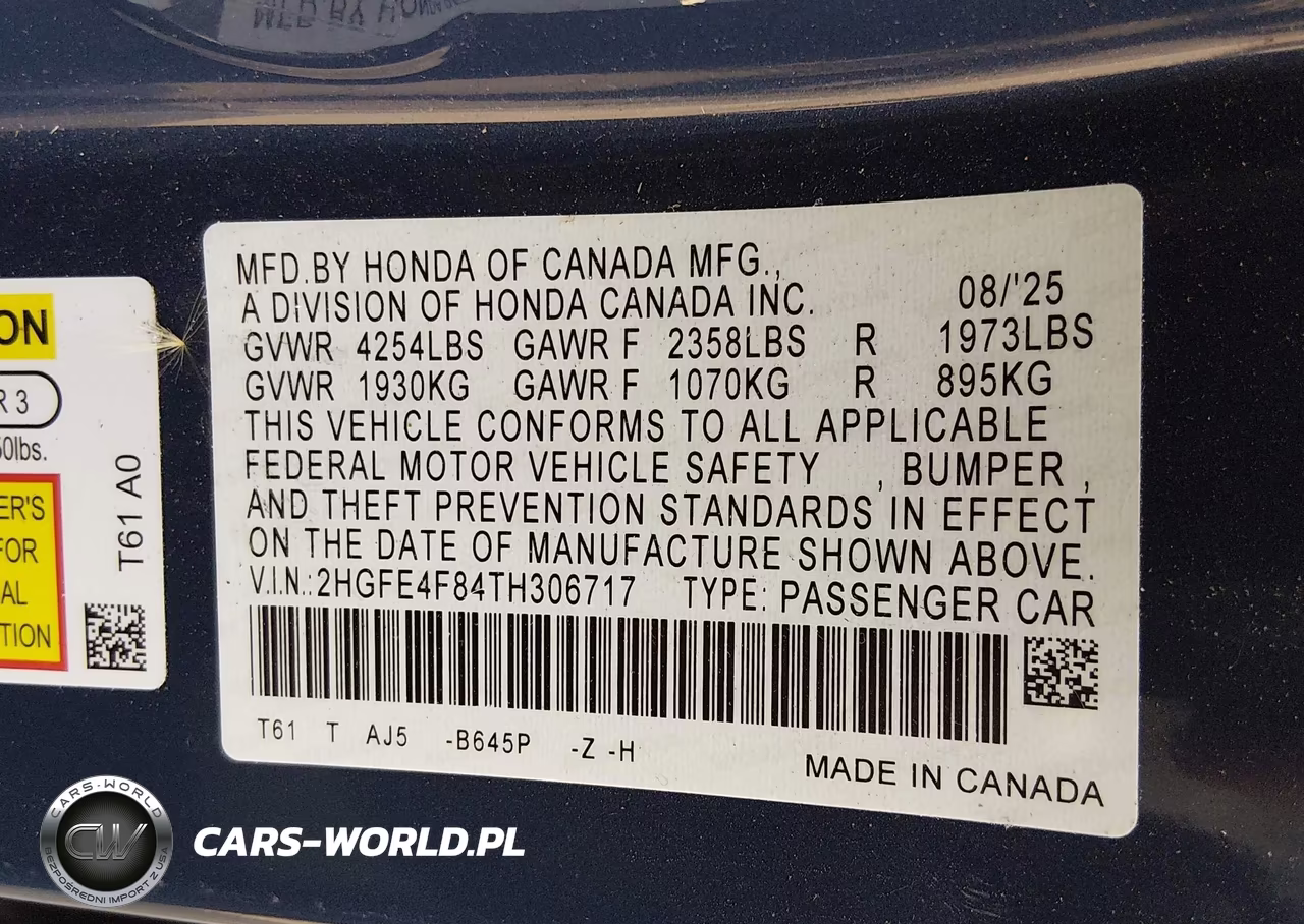 2026 Honda Civic Hybrid VIN:2HGFE4F84TH306717 - 9
