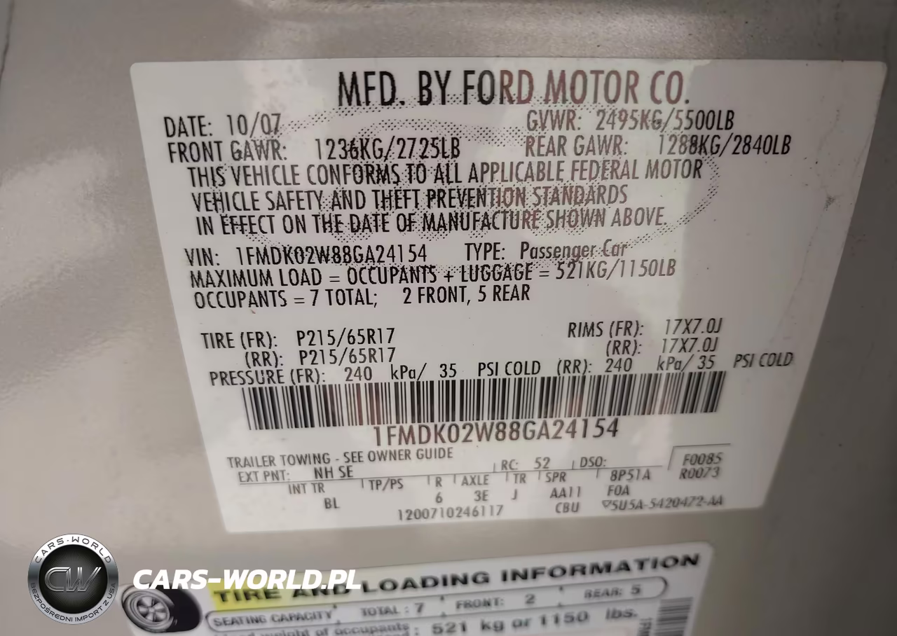 2008 Ford Taurus X Sel VIN:1FMDK02W88GA24154 - 9