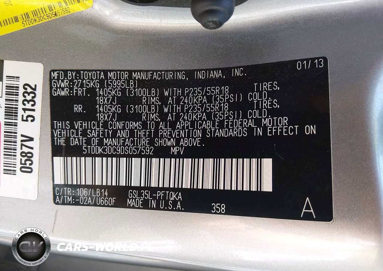 2013 Toyota Sienna Xle 7 Passenger VIN:5TDDK3DC9DS057592 - 9