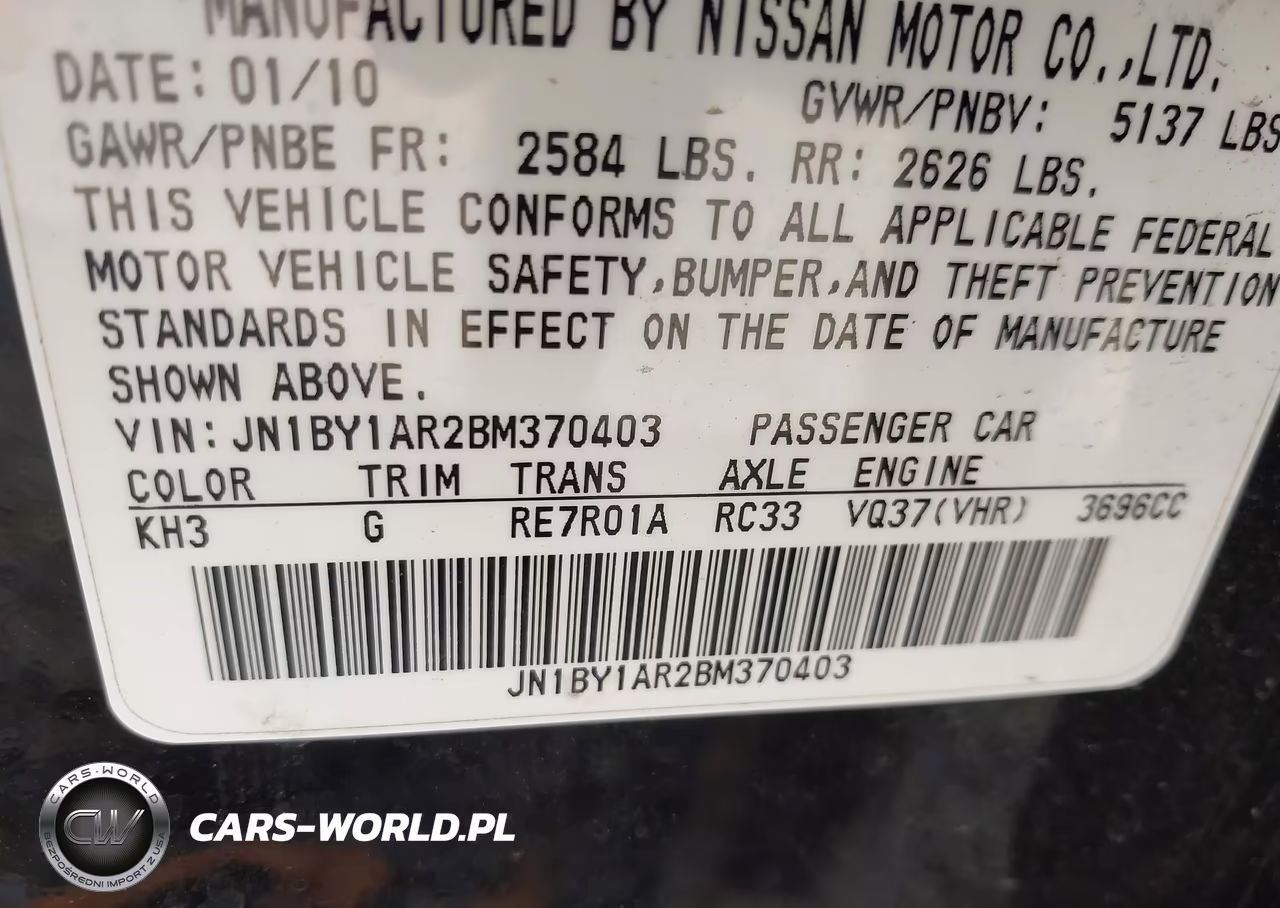 2011 Infiniti M37X VIN:JN1BY1AR2BM370403 - 9