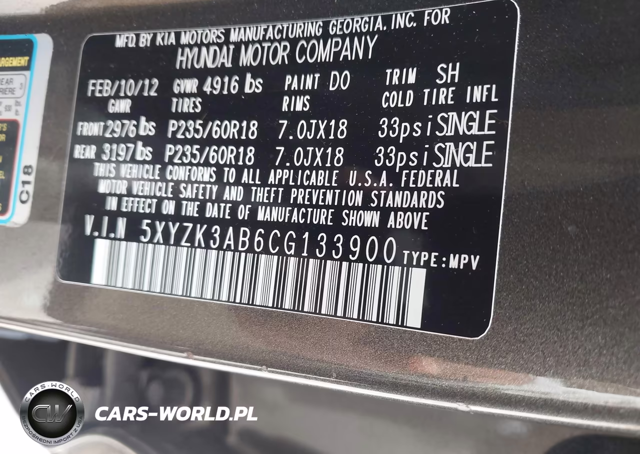 2012 Hyundai Santa Fe Limited VIN:5XYZK3AB6CG133900 - 9