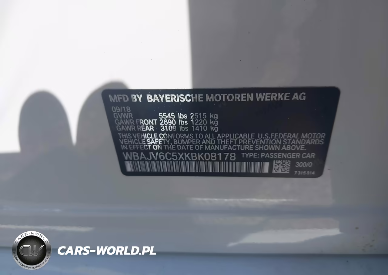 2019 BMW 640I Gran Turismo xDrive VIN:WBAJV6C5XKBK08178 - 9