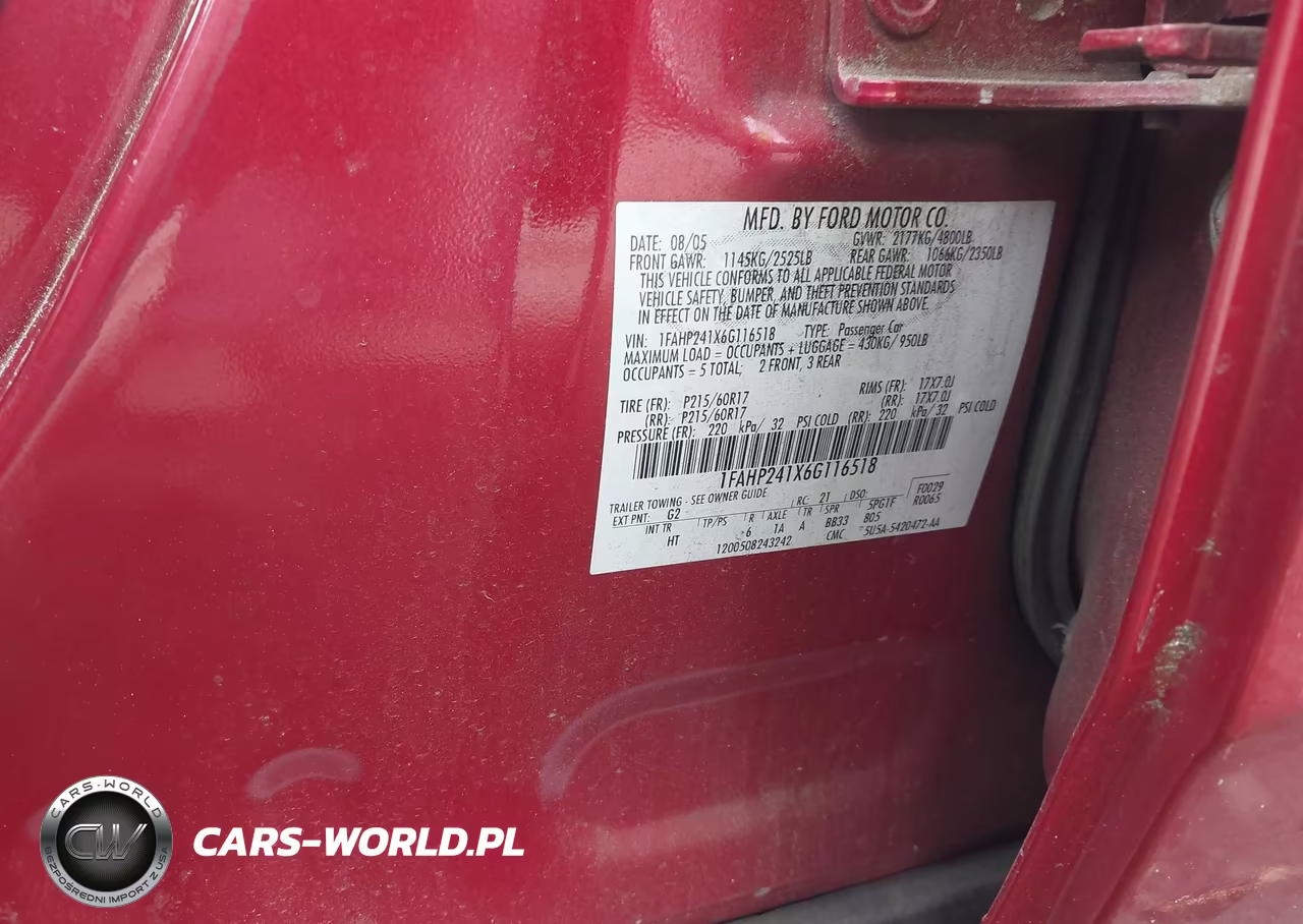 2006 Ford Five Hundred Sel VIN:1FAHP241X6G116518 - 9