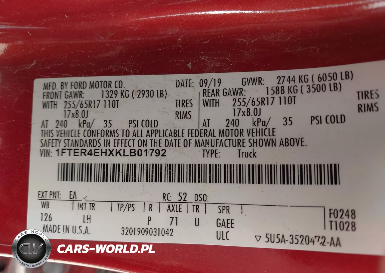2019 Ford Ranger Xlt VIN:1FTER4EHXKLB01792 - 9