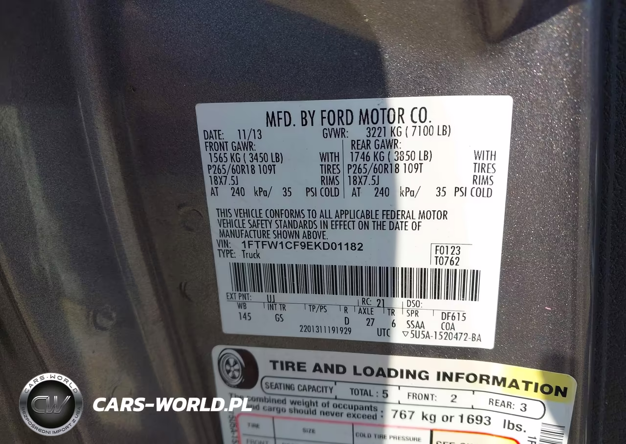 2014 Ford F-150 Xlt VIN:1FTFW1CF9EKD01182 - 9