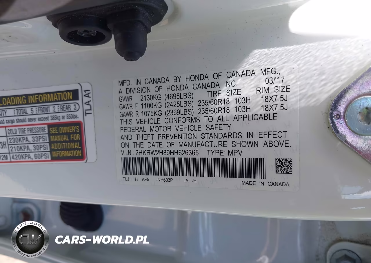 2017 Honda Cr-V Ex-L-Ex-L Navi VIN:2HKRW2H89HH626365 - 9