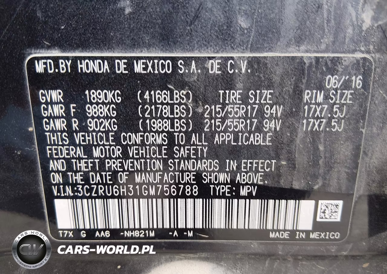 2016 Honda Hr-V Lx VIN:3CZRU6H31GM756788 - 9