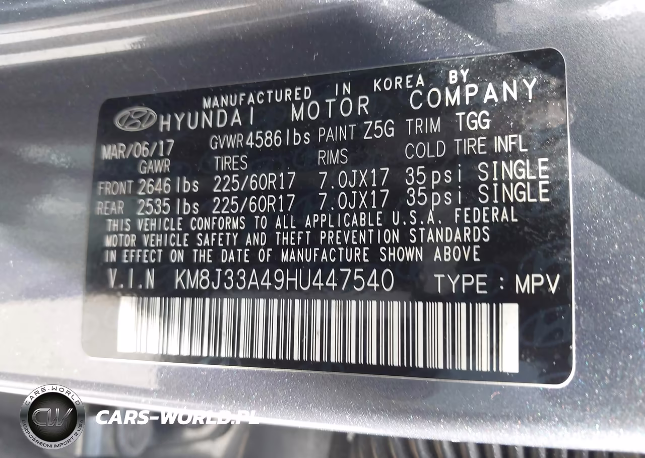 2017 Hyundai Tucson Se VIN:KM8J33A49HU447540 - 9