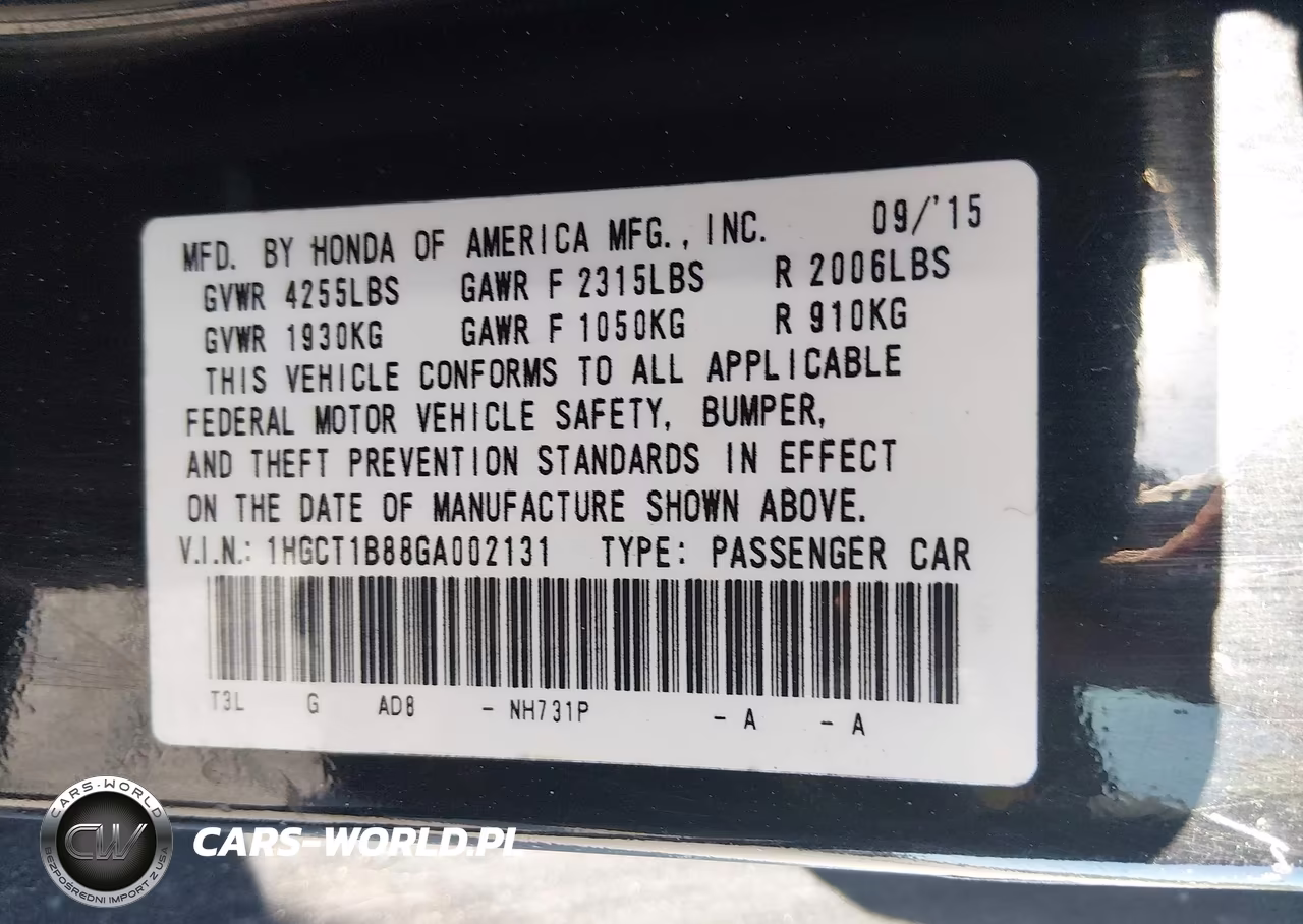2016 Honda Accord Ex-L VIN:1HGCT1B88GA002131 - 9