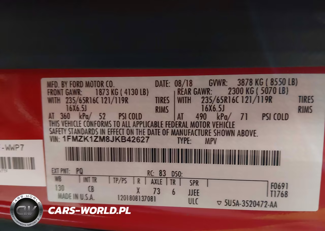 2018 Ford Transit-150 Xl VIN:1FMZK1ZM8JKB42627 - 9