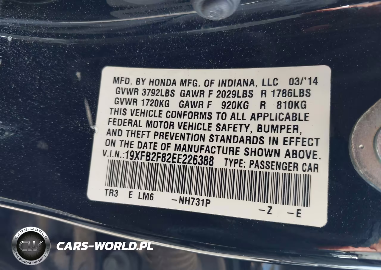2014 Honda Civic Ex VIN:19XFB2F82EE226388 - 9