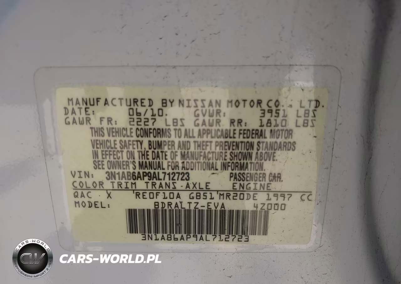 2010 Nissan Sentra 2.0S VIN:3N1AB6AP9AL712723 - 9