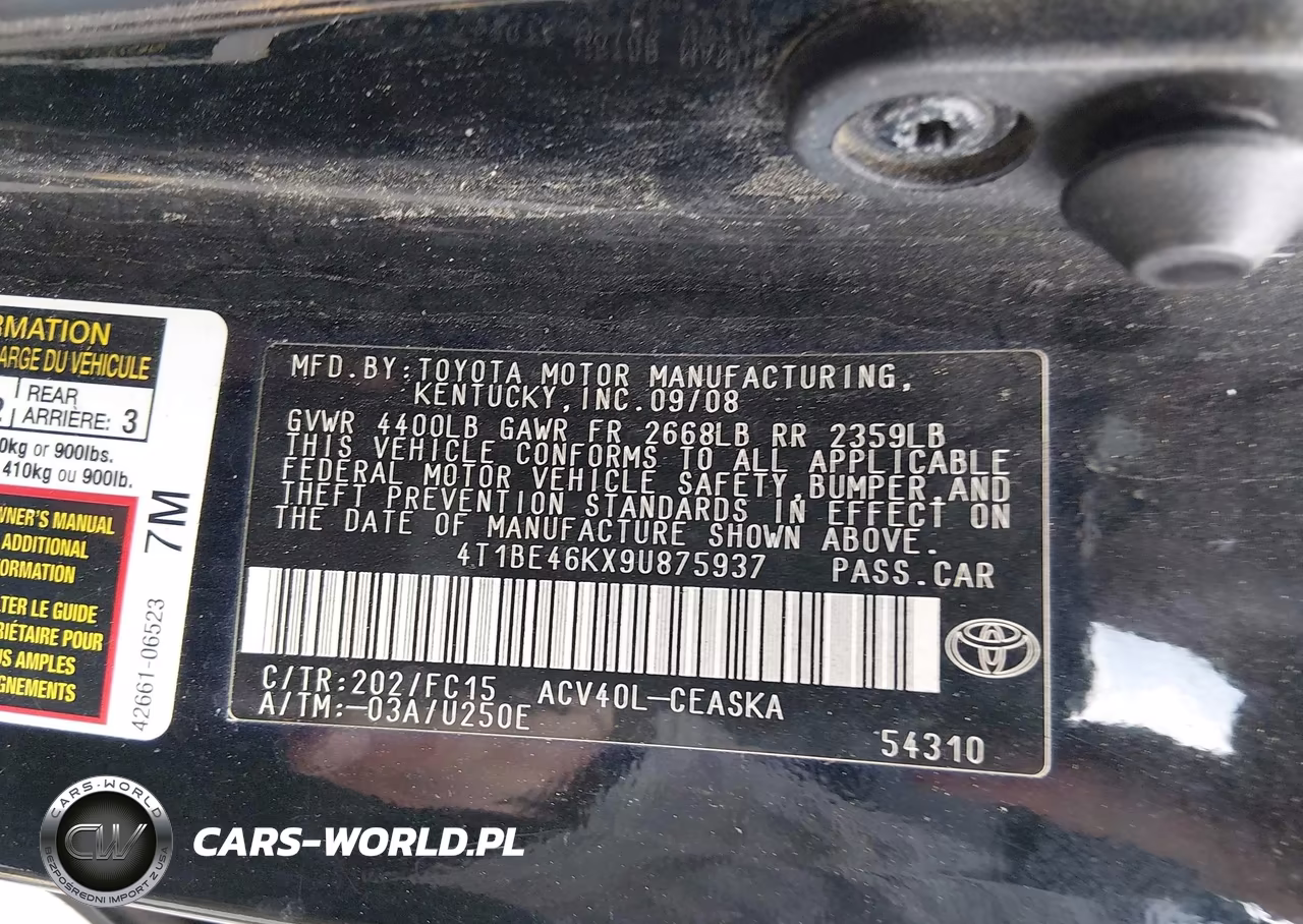 2009 Toyota Camry Se VIN:4T1BE46KX9U875937 - 9