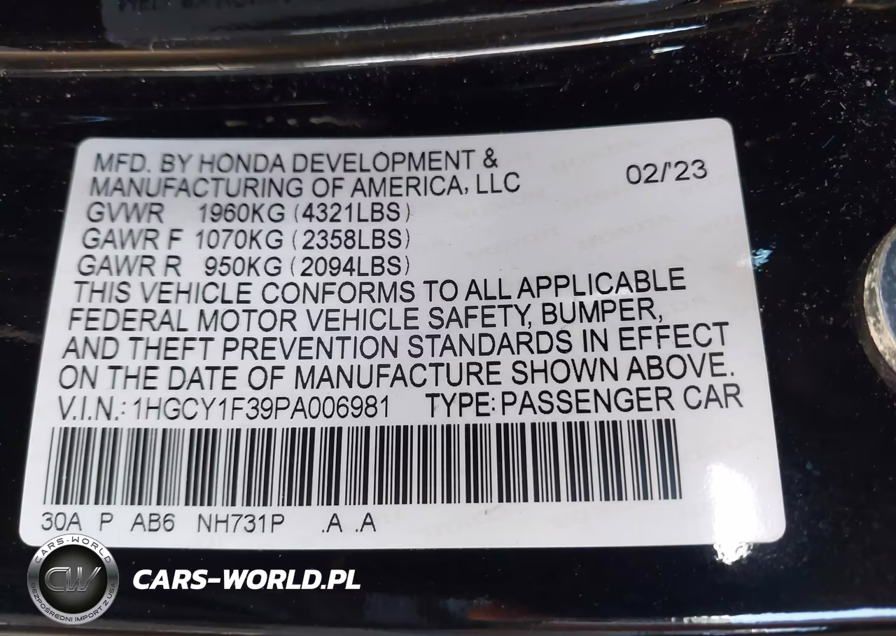 2023 Honda Accord Ex VIN:1HGCY1F39PA006981 - 9