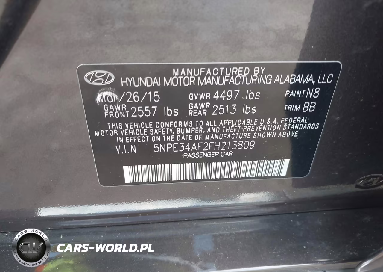 HYUNDAI SONATA SPO VIN:5NPE34AF2FH213809 - 9