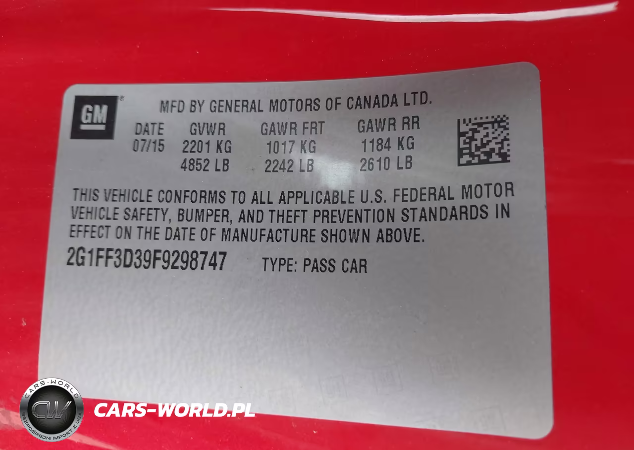 2015 Chevrolet Camaro 2Lt VIN:2G1FF3D39F9298747 - 9