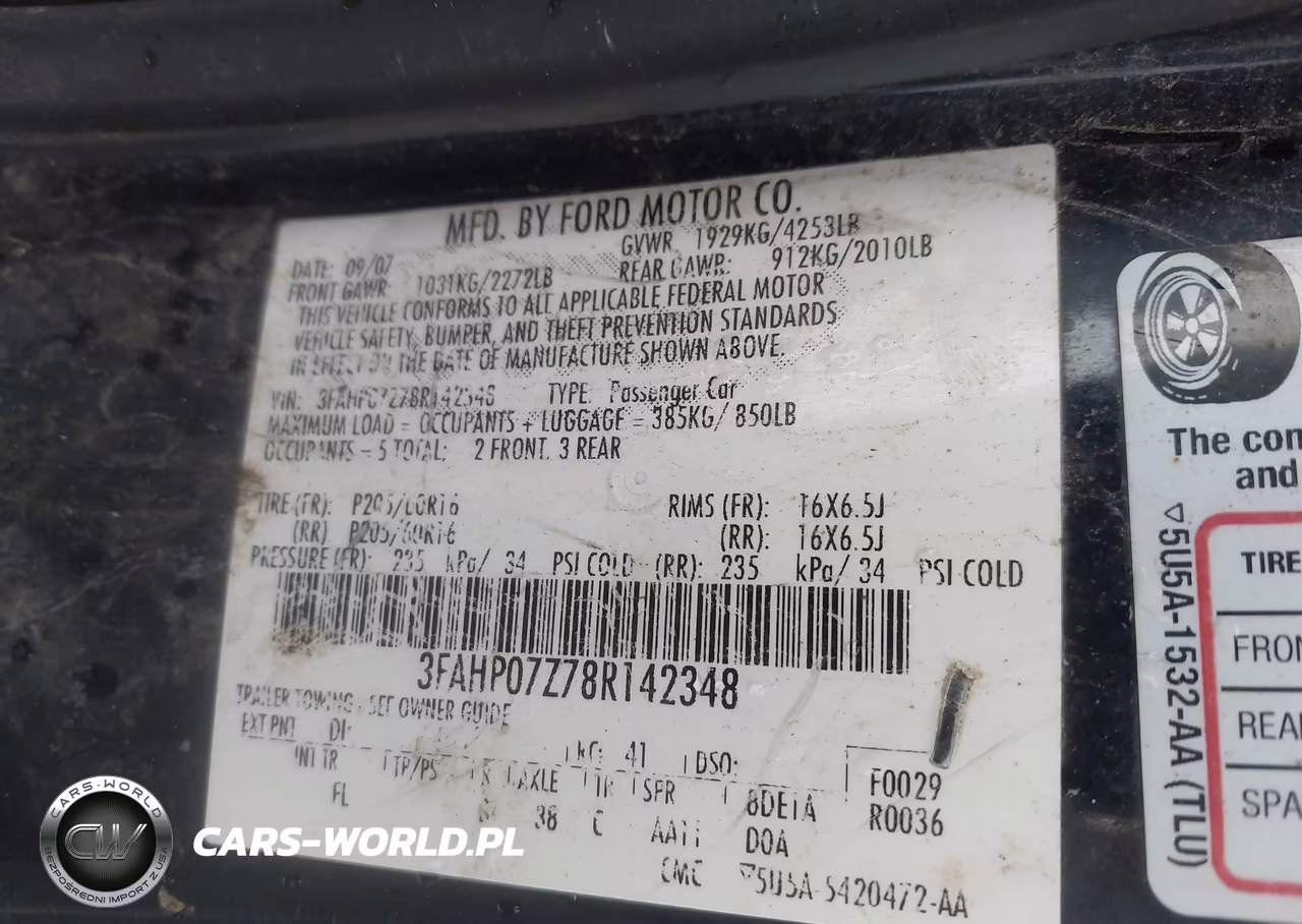 2008 Ford Fusion Se VIN:3FAHP07Z78R142348 - 9