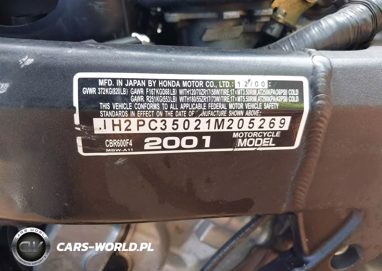 2001 Honda Cbr600 F4 VIN:JH2PC35021M205269 - 10