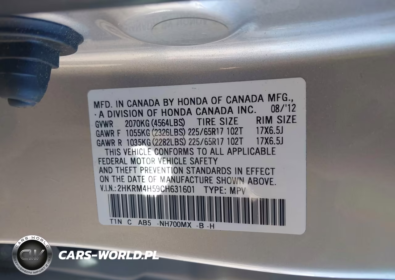 2012 Honda Cr-V Ex VIN:2HKRM4H59CH631601 - 9