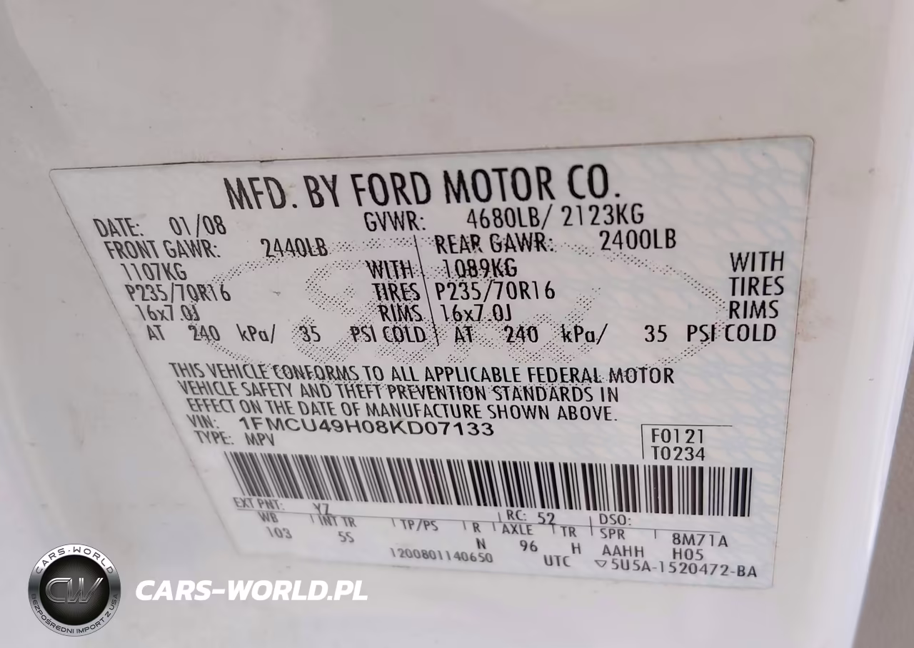 2008 Ford Escape Hybrid VIN:1FMCU49H08KD07133 - 9