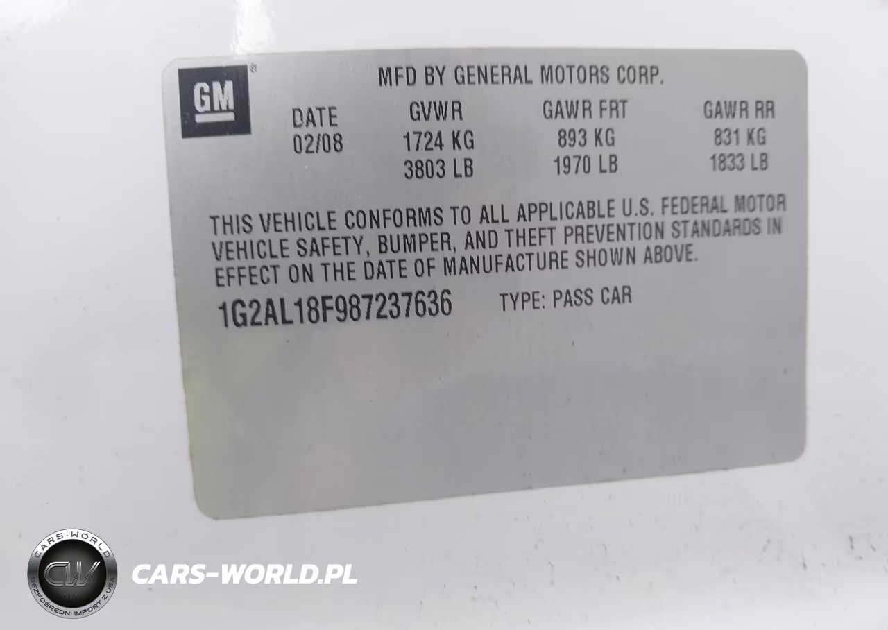 2008 Pontiac G5 VIN:1G2AL18F987237636 - 9