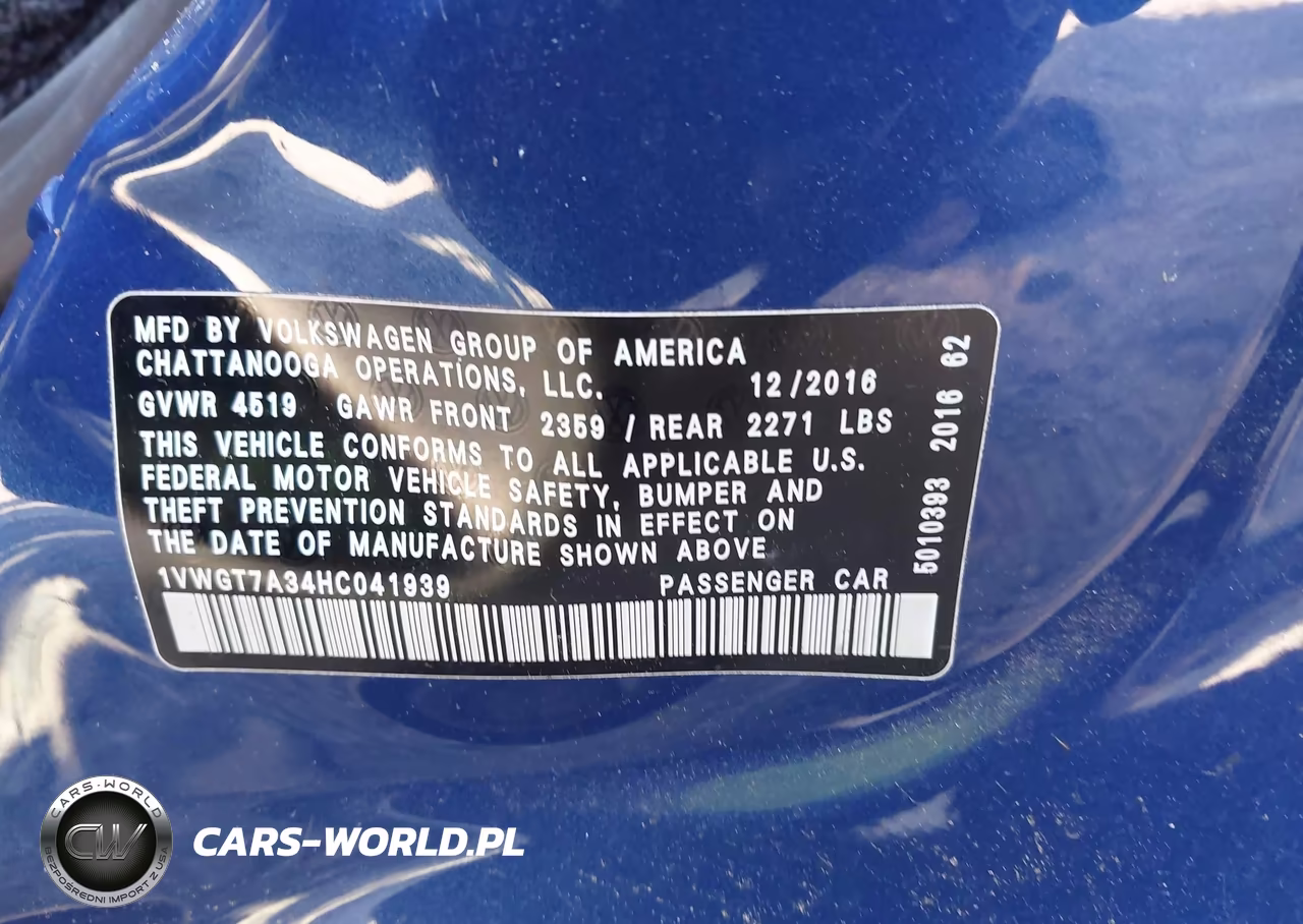 2017 Volkswagen Passat 1.8T Se VIN:1VWGT7A34HC041939 - 9