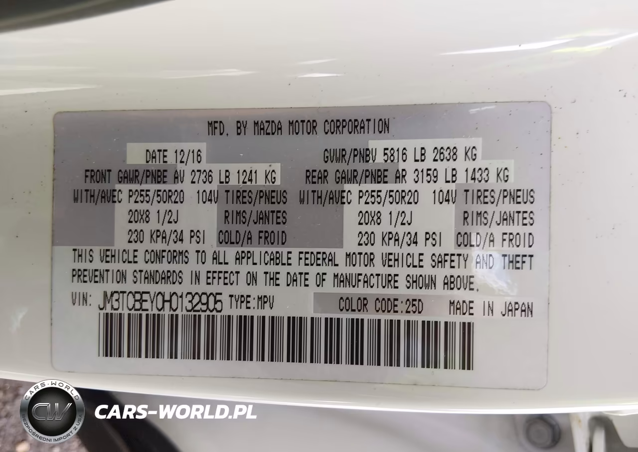 2017 Mazda Cx-9 Signature VIN:JM3TCBEY0H0132905 - 9