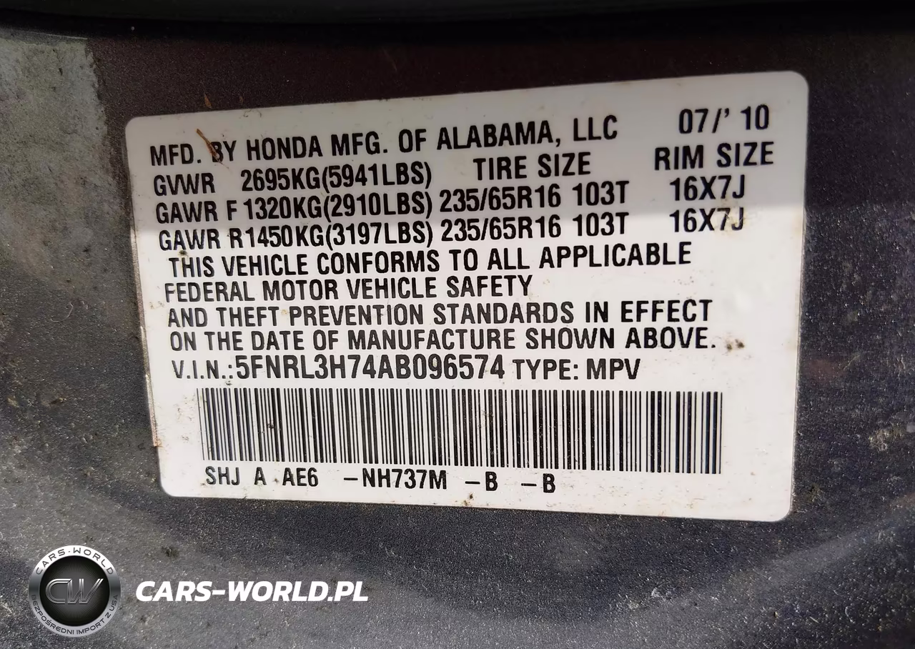 2010 Honda Odyssey Ex-L VIN:5FNRL3H74AB096574 - 9
