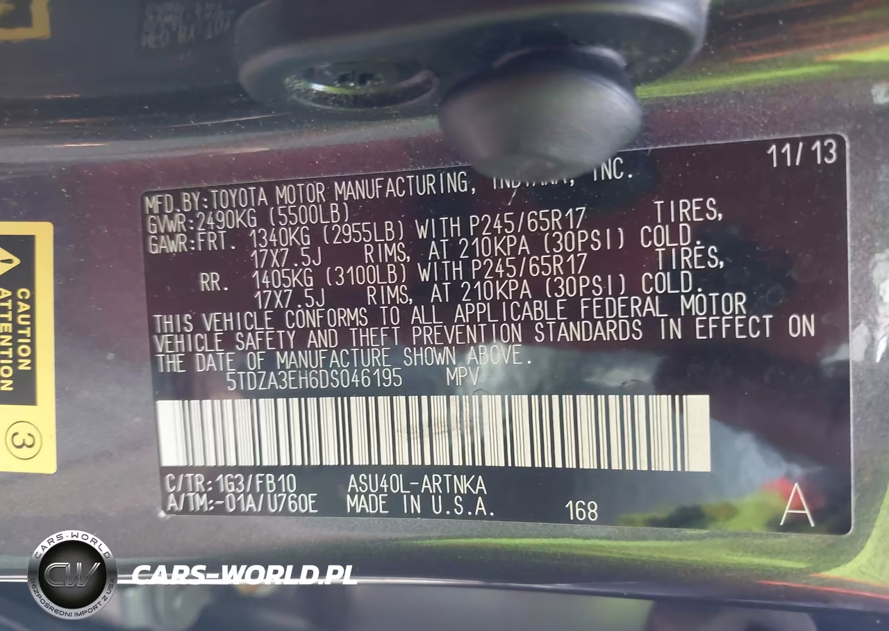 2013 Toyota Highlander VIN:5TDZA3EH6DS046195 - 9