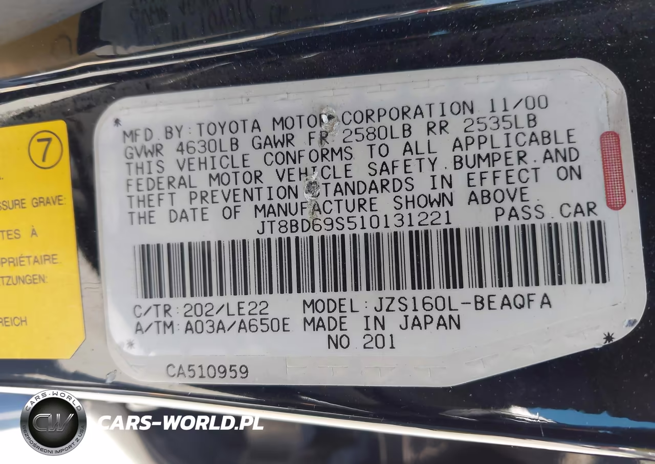 2001 Lexus Gs 300 VIN:JT8BD69S510131221 - 9