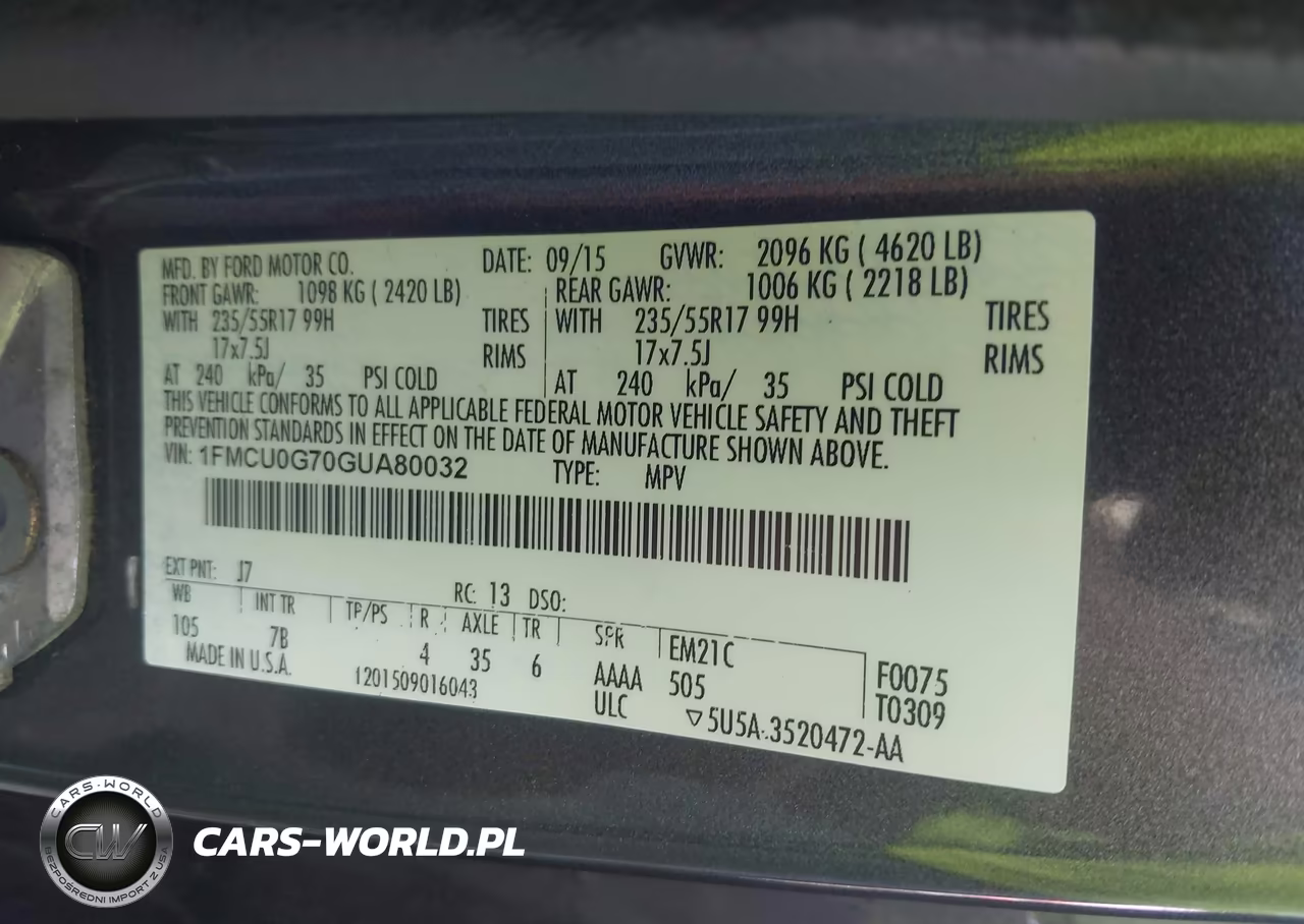 2016 Ford Escape Se VIN:1FMCU0G70GUA80032 - 9