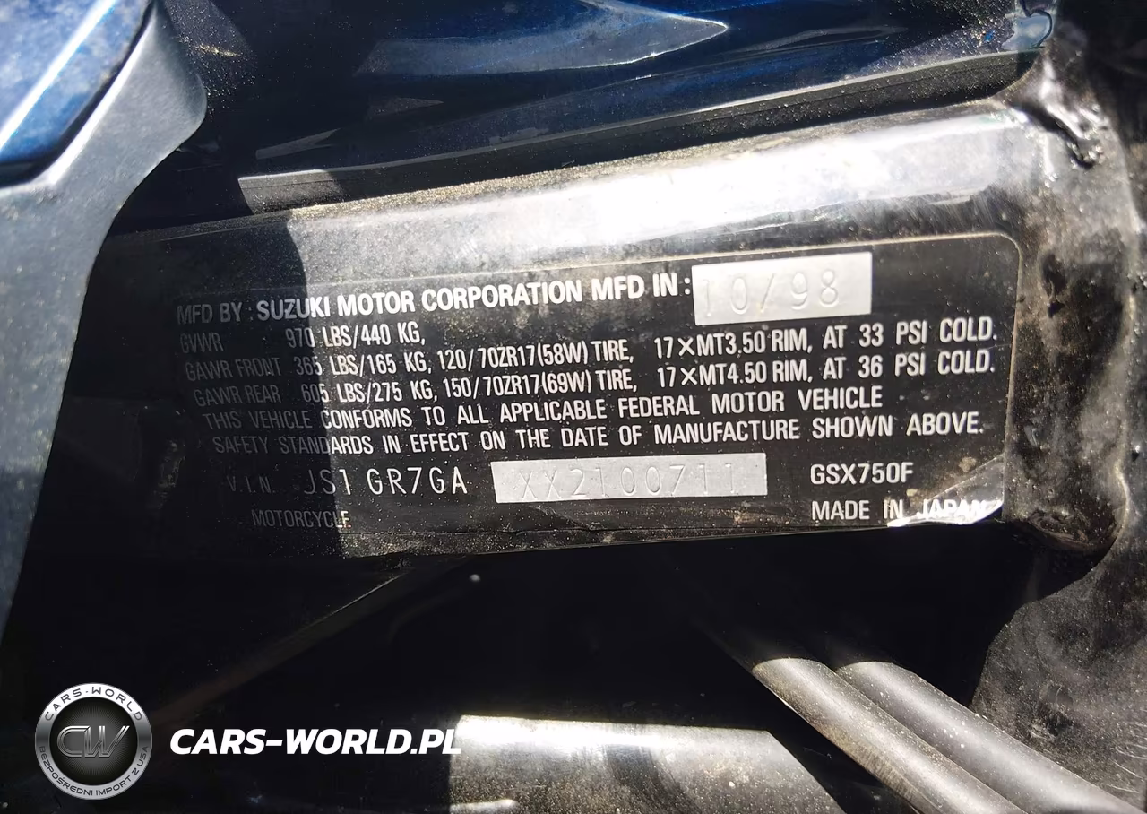 1999 Suzuki Gsx750 F VIN:JS1GR7GAXX2100711 - 10