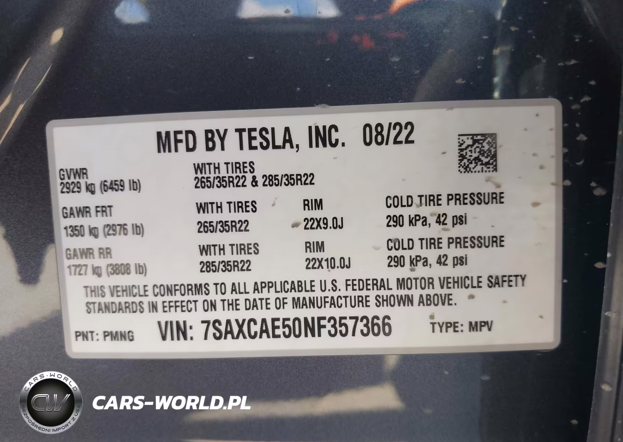 2022 Tesla Model X Dual Motor All-Wheel Drive VIN:7SAXCAE50NF357366 - 9