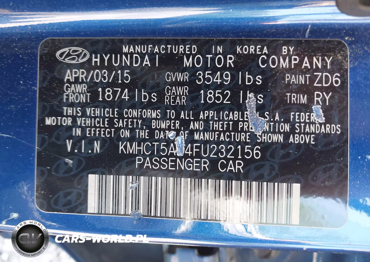 2015 Hyundai Accent Gs VIN:KMHCT5AE4FU232156 - 9
