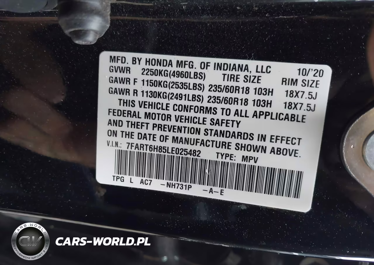 2020 Honda Cr-V Hybrid Ex-L VIN:7FART6H85LE025482 - 9