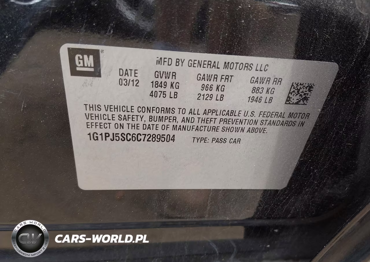 2012 Chevrolet Cruze Eco VIN:1G1PJ5SC6C7289504 - 9